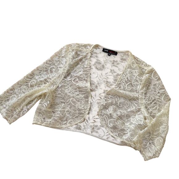 Vintage European Cream Lace Open Bolero (M) - Picture 5 of 7